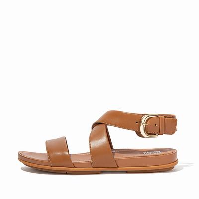 Fitflop Gracie Buckle Leather Ankle-Strap - Sandalen Damen - HellBraun (AUM829735)